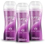 Durex Massage 2 in 1, Gel Lubrificante Intimo a Base Acqua e Gel per Massaggi, con Aloe Vera, 3x200 ml