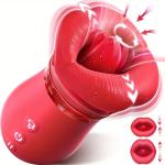 1pz Giocattolo Sessuale Femminile a Forma di Labbro Rosso con 10 Modalità di Vibrazione & Succhiamento, Ricaricabile USB, Stimolazione del Punto G per Coppie