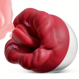 1pz. Simulatore di Bocca Grande, Modello a Vibrazione con Lingua Leccante, Stimolazione Morbida Realistica e Flessibile della Lingua, Stimolazione Vaginale Femminile