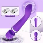 2-in-1 Dildo - Dual-Motor Magic Wand Vibrator, 10 Modi G-Punkt Massager, Wiederaufladbare Lithium-Batterie