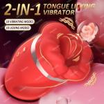 Realistischer Zungenlecker Vibrator – Weibliche Sexspielzeug, Rosen-G-Punkt-Vibrator mit 10 Vibrations- und 10 Leckmodi, Nippelstimulator für Männer, Frauen & Paare