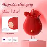 Rose Vibrator Deluxe - 10-Modus Realistischer Zungenblumen-Vibrator für G-Punkt, Klitoris, Nippel und Anus-Stimulation