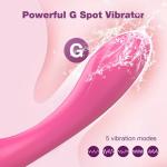 Tragbarer 2-in-1 Clitoris-G-Punkt-Vibrator, Dildo-Masturbator mit 5 Vibrations- und 7 Saugmodi, USB-betrieben für Komfort, aus sicherem Silikon