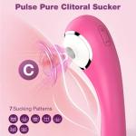 Tragbarer 2-in-1 Clitoris-G-Punkt-Vibrator, Dildo-Masturbator mit 5 Vibrations- und 7 Saugmodi, USB-betrieben für Komfort, aus sicherem Silikon