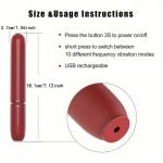 Vibrierender Lippenstift, weiblicher Masturbator, tragbares, wiederaufladbares Sexspielzeug, Vibrator zur Stimulation des weiblichen G-Punkts mit 10 Modi, Sexspielzeug