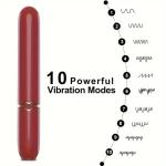 Vibrierender Lippenstift, weiblicher Masturbator, tragbares, wiederaufladbares Sexspielzeug, Vibrator zur Stimulation des weiblichen G-Punkts mit 10 Modi, Sexspielzeug